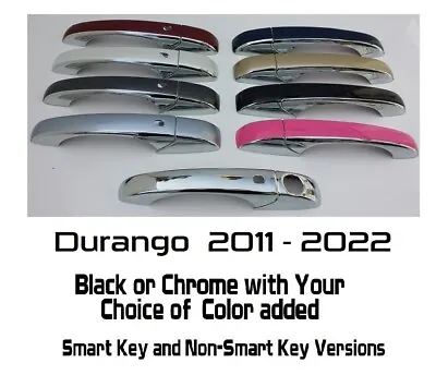 $60 • Buy Black OR Chrome Door Handle Overlays 2011-2022 Fits Dodge Durango YOU PICK CLR