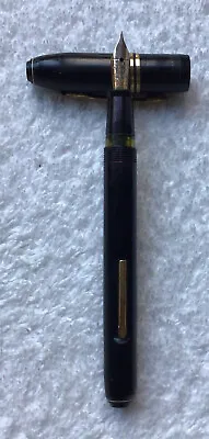 Vintage Everlast Fountain Pen 14kt Gold Plated Black Made Usa • $14.99