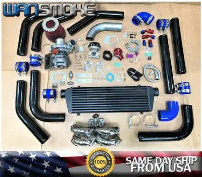 Ram Horn D-Series D15 D16 Civic CRX T3T4 .63 Turbo Kit Manifold Intercooler BOV • $774.99