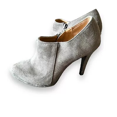 Merona Womens Ankle Booties Dress Shoes Faux Suede Stiletto High Heel Gray 8 • $16.99