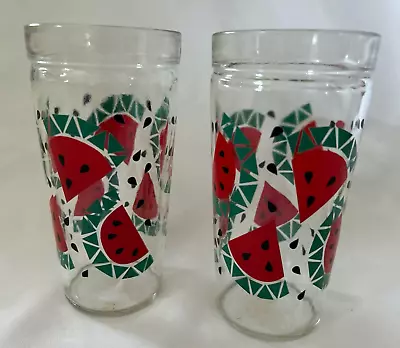 Set Of 2 Vintage Anchor Hocking Watermelon Jelly Jar Style Glasses 16 Oz - EUC • $9.99