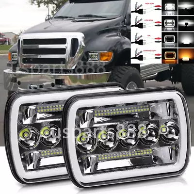 Halo DOT Approved 2pcs 7x6  LED Headlights  Fit For Ford F-650 F-750 2000-2015 • $41.98