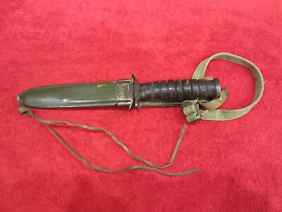 US  Original WWII M3 Leather Handle  Fighting Knife W/ Scabbard • $450