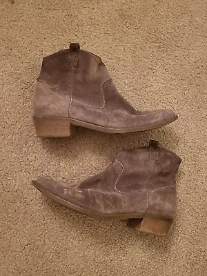 Madewell Barnwood Pieced Leather Western Ankle Boots Brown Women's 8 • $35