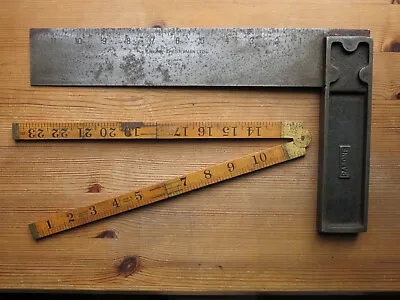 Vintage Engineers Steel Square Rabone No 1905 Carpenters Boxwood 2' Folding Rule • £20