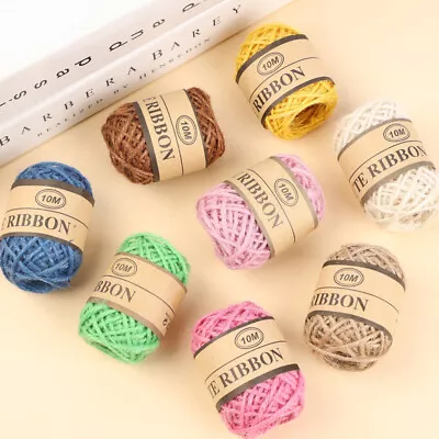 10M/Roll Natural Colorful Rustic Twine String Wedding Crafts Jute Xmas Gift Wrap • £3.58