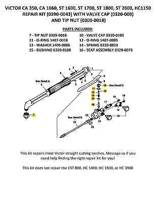 Victor Repair Kit Ca1060/1050/st900/1000/1700/1800/1900/2600&hc Series 0390-0043 • $19.99