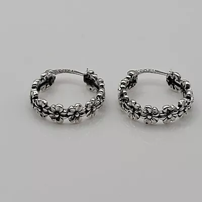 Taxco Mexico 925 Filigree Dark Finish Dangling  Flower Earrings Mexican  • $44