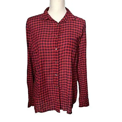 J. Crew Red & Blue Gingham Checked Women's Button Down  Boy  Shirt Size 10 • $21.99