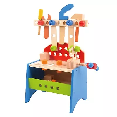 Kids Children Wooden Table Top Work Bench And Tools Set Toy • £19.99