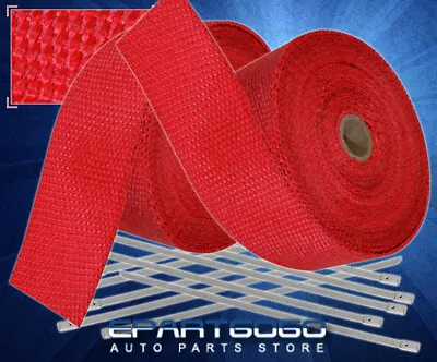 360 /30Ft Catback Header Pipe Piping Aluminum Stainless Heat Wrap Red • $35.99