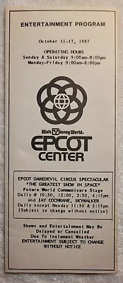 Rare October 1987 Walt Disney World Epcot Center Entertainment Program Brochure • $9.99