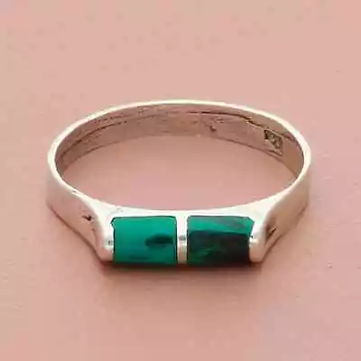 Sterling Silver Vintage Malachite Stack Ring Size 6 • $38