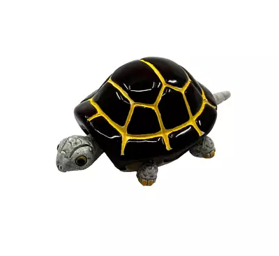 Vintage Ceramic Wiggling Turtle Collectible Dark Brown New Old Stock LEPS Peru • $15
