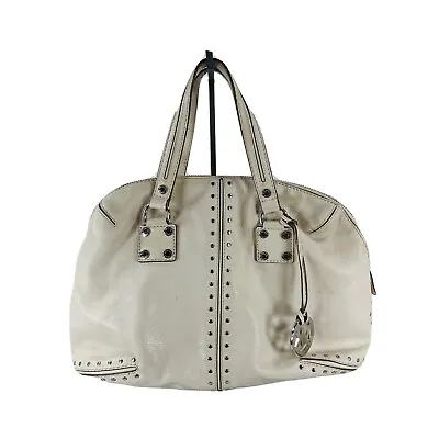 Michael Kors Astor Ivory  Leather Satchel Bag With Metal Studs • $63.99