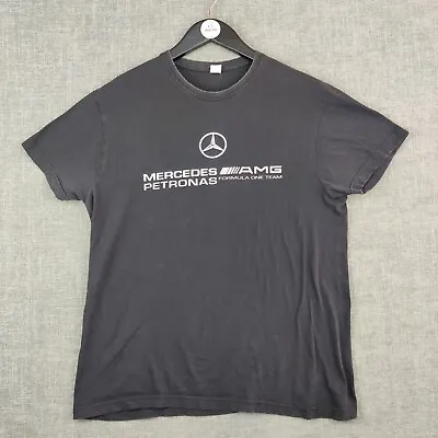AMG Mercedes Petronas T Shirt Mens Large (M) Black Short Sleeve Logo F1 • £8.98