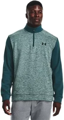 NEW Mens UNDER ARMOUR Quartz/Teal Fleece Loose Fit 1/4 Zip Pullover Size Large • $39.99