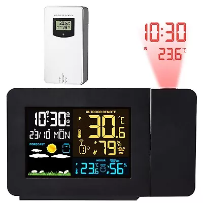 Atomic Projection Alarm Clock Projector Radio-controlled Time Snooze Weather • $32.99