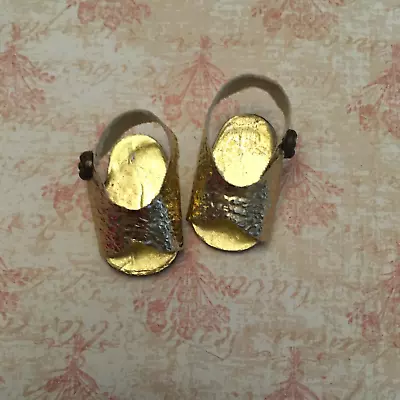 Original Gold Sandals Shoes For 8  Madame Alexander Dolls • $6.99