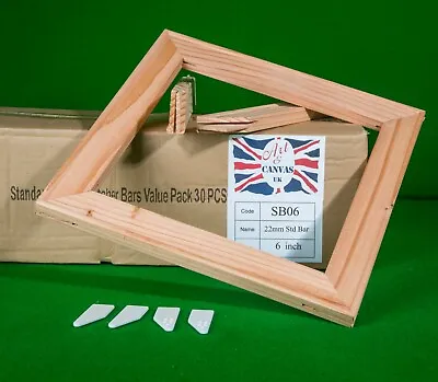 6  X 18mm Standard Canvas Pine Stretcher Bars Value Pack ( 30 Bars Per Box ) • £8.20