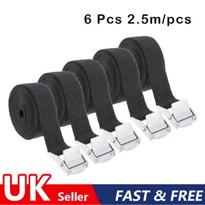 6 X Heavy Duty Ratchet Tie Down Straps Car Roof Rack Belts Quick Release 2.5M • £7.78