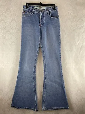 Vintage Y2K 90s Mudd Bell Bottom Tapered Denim Womens Jeans 27x30 Light Wash • $39.99