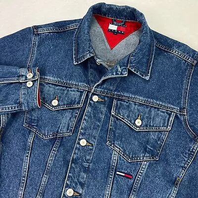 Tommy Hilfiger VTG 90s Y2K Mens Sz M Blue Denim Classic Trucker Jean Jacket • $38.40