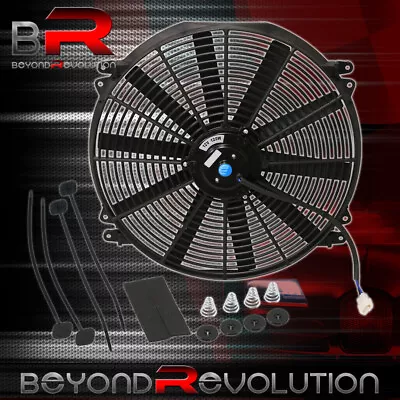 Slim Fan 80W Universal 16  12V Black Push Pull Electric Radiator Cooling Fan Kit • $31.99