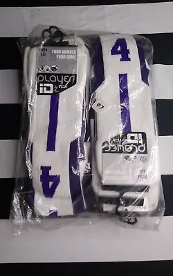 $9.99 • Buy Player ID By TCK Soccer Socks Purple/White #4 - 12 Singles Sz L - NEW SEALED