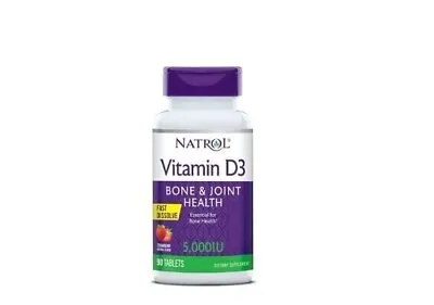 Natrol Vitamin D3 5000 IU Bone & Joint Health Strawberry - 90 Tablets • $13.61