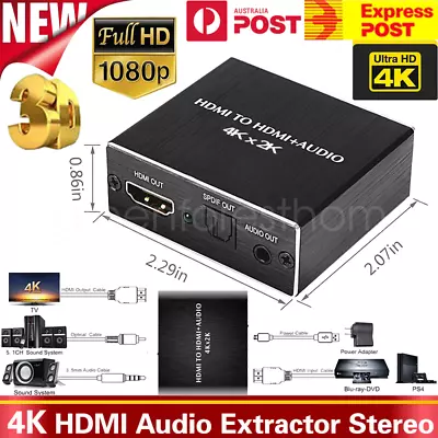 4K HDMI Audio Extractor HDMI To HDMI Optical SPDIF 3.5mm Stereo Splitter Adapter • $28.99