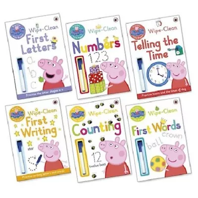 £14.99 • Buy Peppa Pig Home Learning X 6 Book Pack Collection Set First Wipe Clean BRAND NEW 