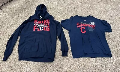 Cleveland Indians 2016 AL Champions RAISE THE FLAG  Hoodie & T-Shirt XL • $0.99