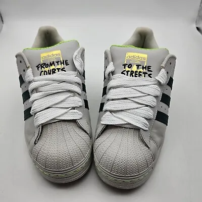 Adidas Superstar From The Courts To The Streets Men Size 8 White Green Sneakers • $72