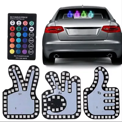 Fun Car Middle Finger LED Lights With Remote Car Window Sign Accessories • $16.90