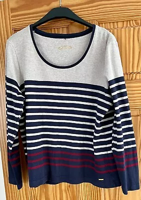 Dash Ladies Navy/Beige/Red Stripe Top Size 18 • £9