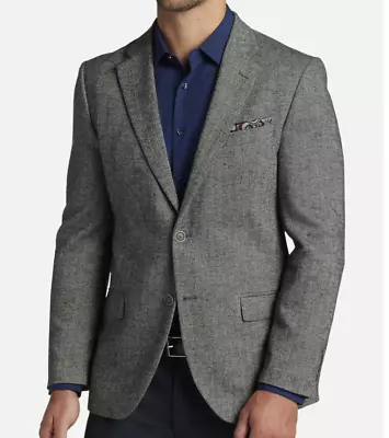 STAFFORD Gray Weave Elbow Patch Sport Coat Suit Blazer 40R Wool / Lambswool • $24.99