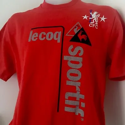 NEW VINTAGE RED CHELSEA FOOTBALL SHIRT LE COQ SPORTIF TRAINING 38-40in (S-M) S • £19.95