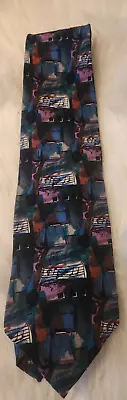 Vtg Jerry J. Garcia Tie Abstract  Music Notes Geometric Men's Silk Necktie DA-11 • $15