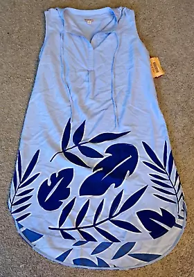 Merona Women's Crepe Palm Print Shirt Dress Small Bauble Blue New With Tags!!! • $9.99