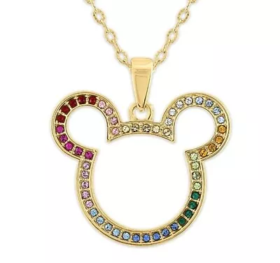 Disney Crystal Rainbow Mickey NECKLACE  New In Box Genuine Swarovski  • $29.99