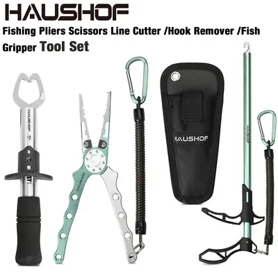 $19.99 • Buy HAUSHOF Hook Remover Fishing Pliers Scissors Line Cutter Fish Gripper Tool Sets