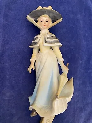 Vintage  I. W. RICE & CO Porcelain  Victorian Lady Lamp 6.5” High Beautiful • $26
