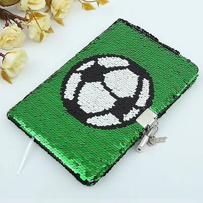 Green For Kids Portable Football Pattern Fashion Sequin Journal With Lock Keys • $25.66