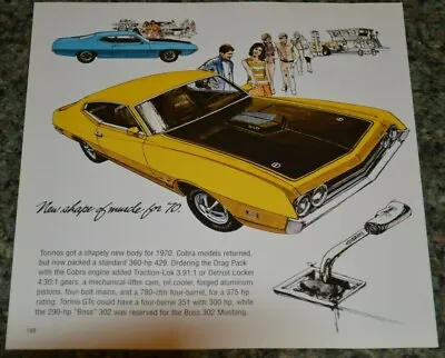 ★★1970 Ford Torino Cobra Picture Feature Print 70 429 Cobra Jet Cj Yellow★★10 • $4.99