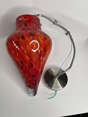 Murano Style Art Glass Red Flecked Pendant Light Hampton Bay Lamp Ceiling Light • £289.25