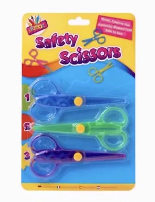 £4.99 • Buy Safety Scissors Children Crafts Wavy Edge Safe Tip Stationery Art Box Fun Kids