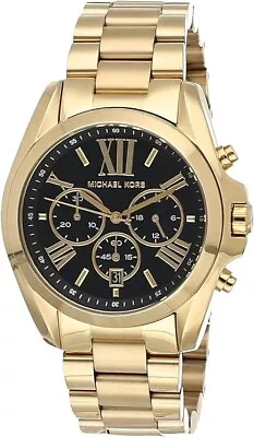 Michael Kors MK5739 Womens Bradshaw Chronograph Watch Black Dial Stainless Steel • $103.54