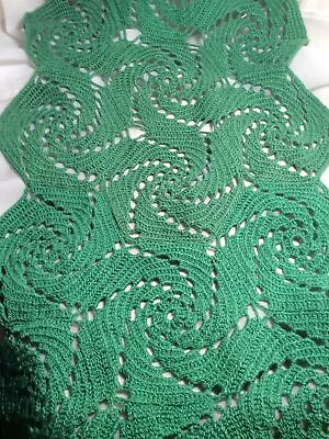 Vintage Green Crochet Table Runner • $3.25