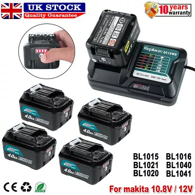 For Makita 10.8V 12V 4Ah Li-Ion Battery BL1040B BL1041B BL1015 Charger Tools • £17.90